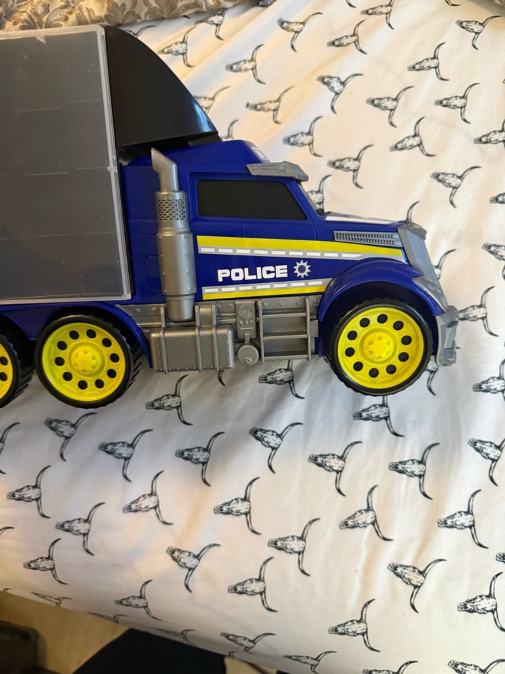 Blue and Yellow Police Toy Truck for Kids - Role Play Vehicle